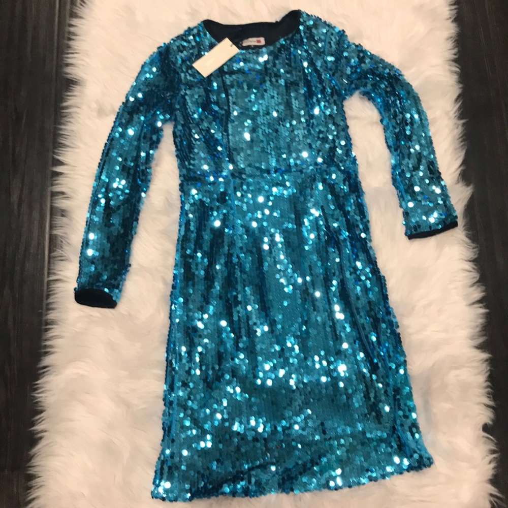 Sequin light blue dress with side zipper